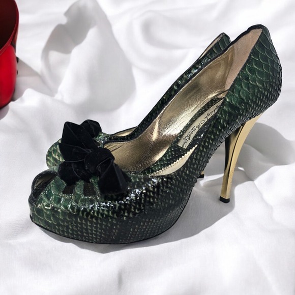 Angeleigh‎ Anastasio Pumps Peep Toe Heels Exotic Snakeskin 39 Italy WhimsyGoth - Picture 1 of 15